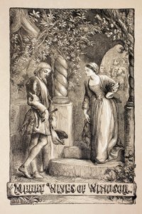 「イラストレイテッドシェイクスピア」からのウィンザーの陽気な妻のためのイラスト、ロンドン1890年公開 作： John Gilbert